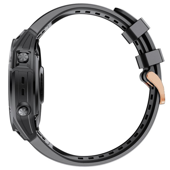 Garmin Fenix 7S Silicone Rose Gold Buckle Watch Band(Black)