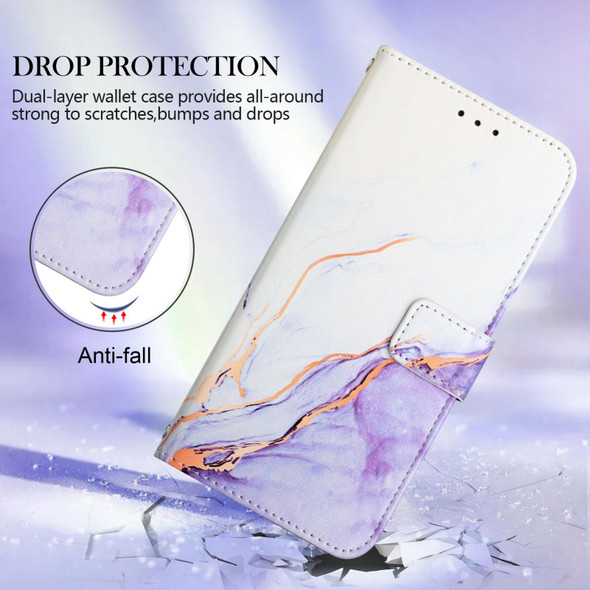 OnePlus Nord N200 5G & OPPO A74 5G PT003 Marble Pattern Flip Leather Phone Case(White Purple LS006)
