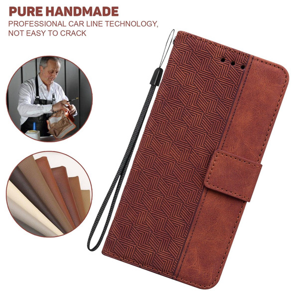 OPPO Reno6 Pro 5G Geometric Embossed Leather Phone Case(Brown)