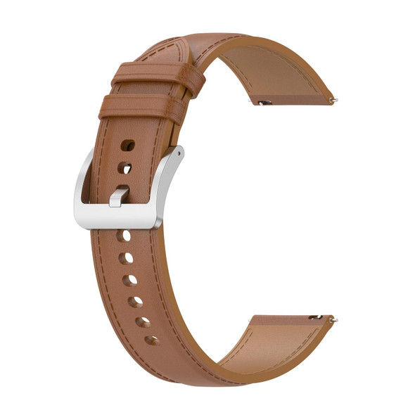 20mm Genuine Leatherette Watch Band for Samsung Galaxy Watch4/Watch3 41mm/Active2/Huawei/Garmin Watch etc.(Light Brown)