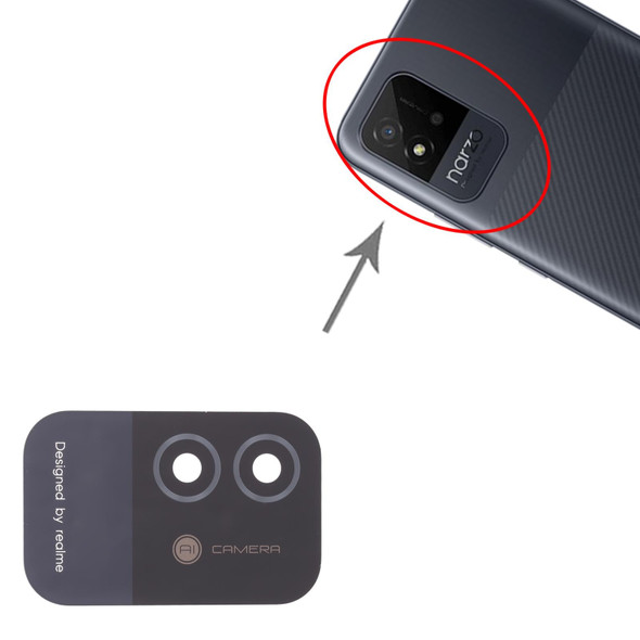 10 PCS Back Camera Lens for OPPO Realme Narzo 50i RMX3235(Black)