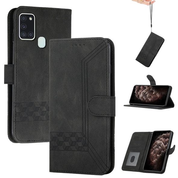 OPPO Reno5 A Cubic Skin Feel Flip Leather Phone Case(Black)