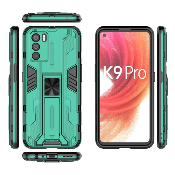 OPPO K9 Pro Supersonic PC + TPU Shock-proof Phone Case with Holder(Green)