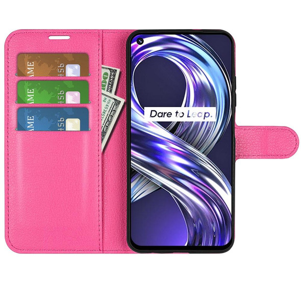 OPPO Realme 8i Litchi Texture Horizontal Flip Protective Case with Holder & Card Slots & Wallet(Rose Red)