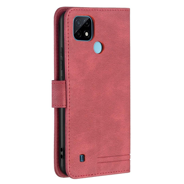 OPPO Realme C21 / C20 Magnetic Clasp RFID Blocking Anti-Theft Leather Case with Holder & Card Slots & Wallet(Red)