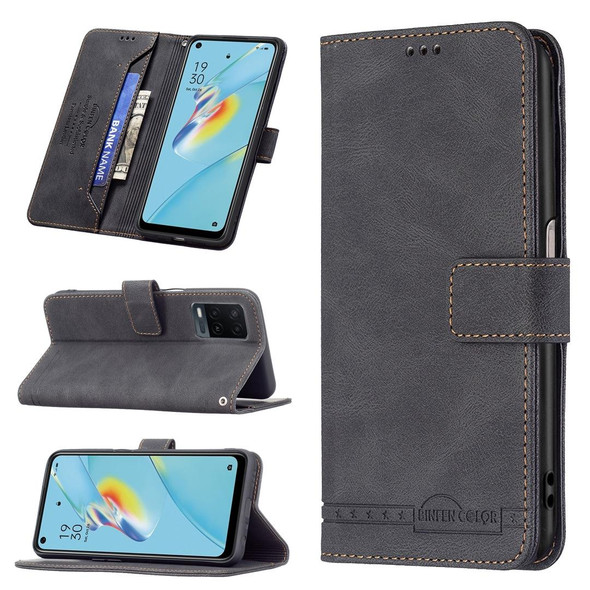 OPPO A54 4G Magnetic Clasp RFID Blocking Anti-Theft Leather Case with Holder & Card Slots & Wallet(Black)