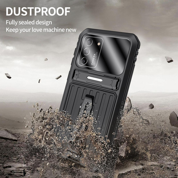Samsung Galaxy S21 5G Armor Shockproof Splash-proof Dust-proof Phone Case with Holder(Black)