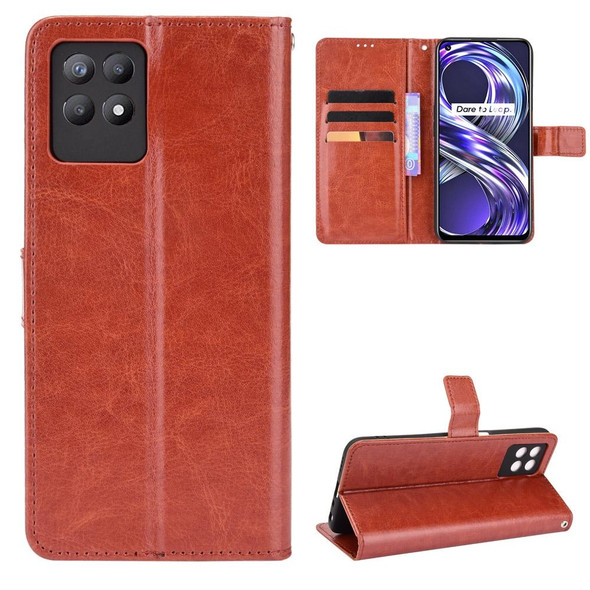 OPPO Realme 8i Crazy Horse Texture Horizontal Flip Leather Case with Holder & Card Slots & Lanyard(Brown)