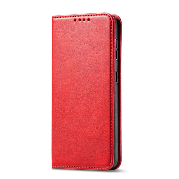 Samsung Galaxy S21 5G Calf Texture Magnetic Horizontal Flip Leather Case with Holder & Card Slots & Wallet(Red)