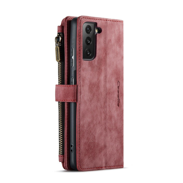 Samsung Galaxy S21 5G CaseMe-C30 PU + TPU Multifunctional Horizontal Flip Leather Case with Holder & Card Slot & Wallet & Zipper Pocket(Red)