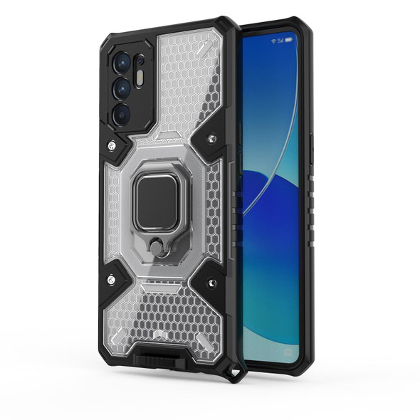 OPPO Reno6 4G Overseas Version Space PC + TPU Ring Holder Protective Case(White)