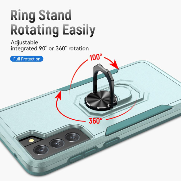 Samsung Galay S21 5G Pioneer Armor Heavy Duty PC + TPU Shockproof Case with Holder(Green)
