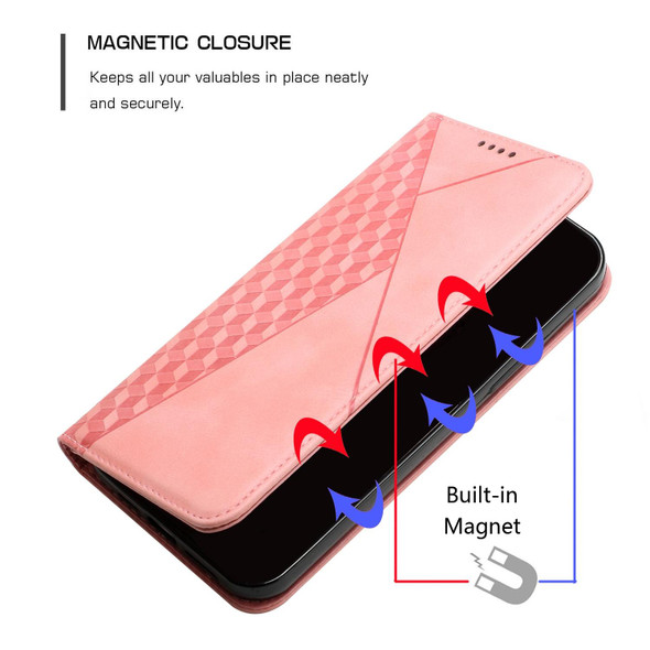 OPPO Realme 6i / 5 Diamond Pattern Splicing Skin Feel Magnetic Horizontal Flip Leather Case with Card Slots & Holder & Wallet(Rose Gold)