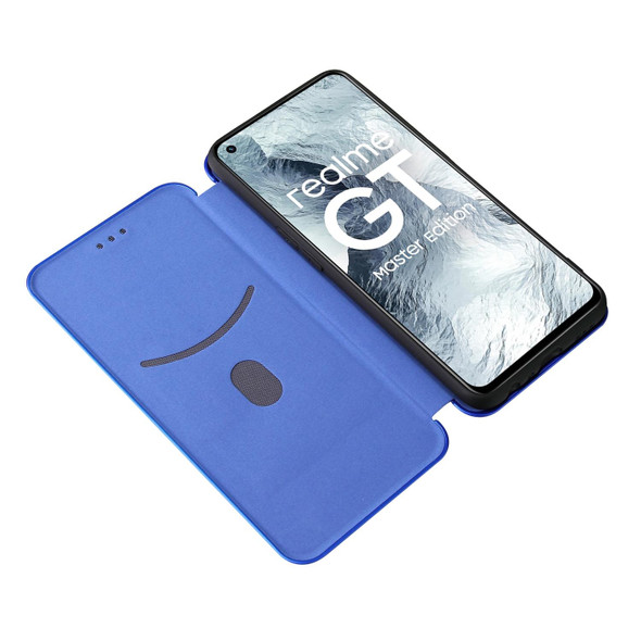 Carbon Fiber Texture Magnetic Horizontal Flip TPU + PC + PU Leatherette Case with Card Slot - OPPO Realme GT Master(Blue)