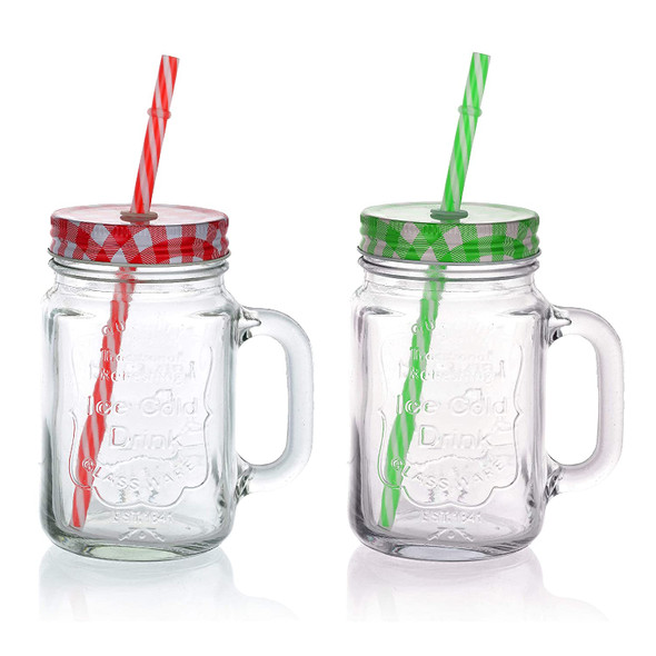 Glass Drinking Jar With Straw