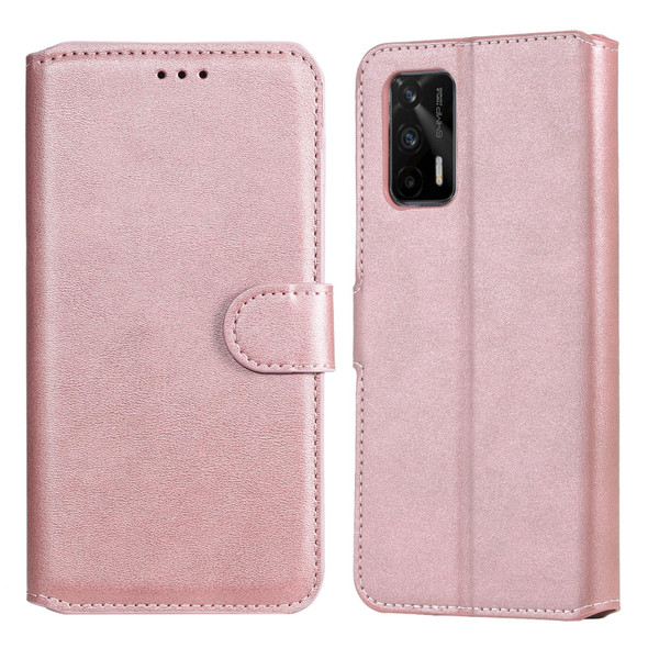 Classic Calf Texture PU + TPU Horizontal Flip Leatherette Case with Holder & Card Slots & Wallet - OPPO Realme GT 5G(Rose Gold)