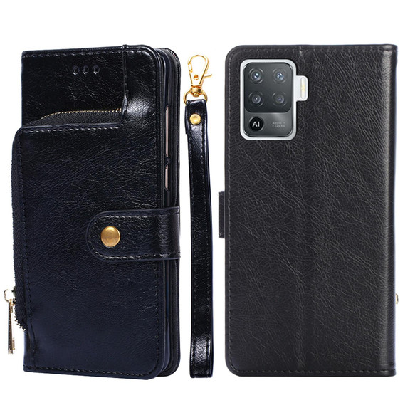 OPPO A94 / F19 Pro Zipper Bag PU + TPU Horizontal Flip Leather Case with Holder & Card Slot & Wallet & Lanyard(Black)