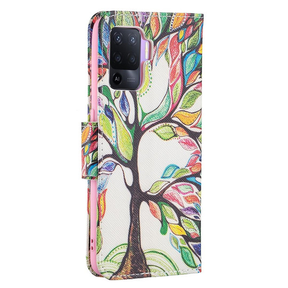 OPPO A94 4G / Reno5 F / F19 Pro Colored Drawing Pattern Horizontal Flip Leather Case with Holder & Card Slots & Wallet(Tree Life)