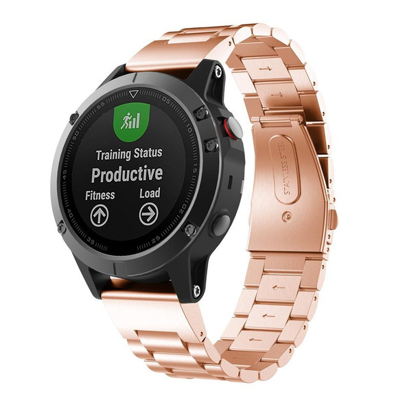 Garmin Fenix 5s 20mm Tri-Bead Stainless Steel Steel Watch Band(Rose Gold)