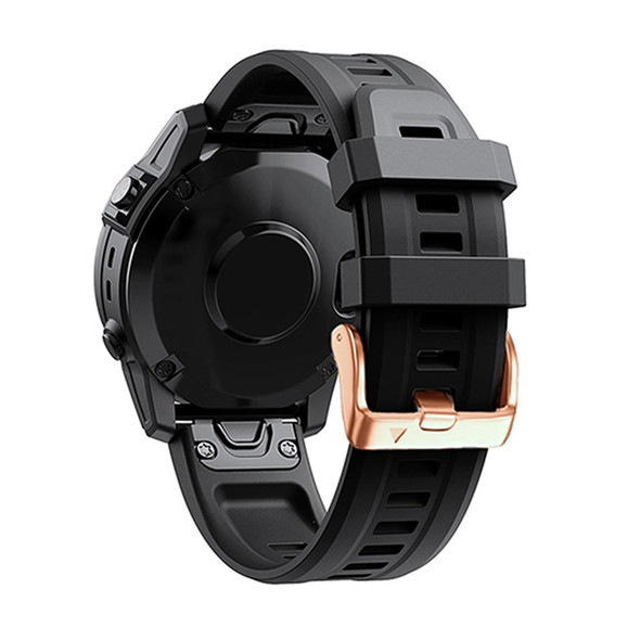 Garmin Fenix 5S Plus 20mm Rose Gold Buckle Silicone Watch Band(Black)