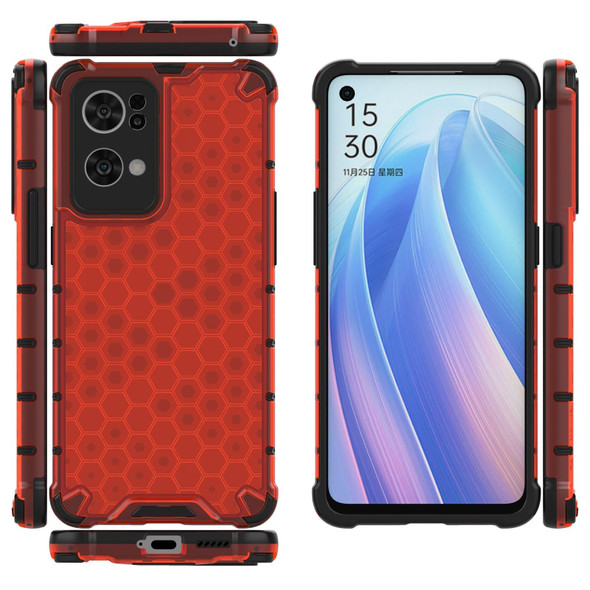 OPPO Reno7 Pro 5G Honeycomb PC + TPU Phone Case(Red)