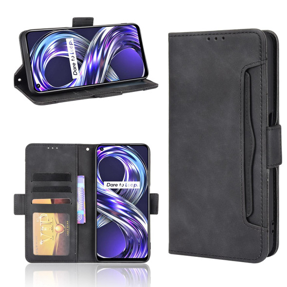 OPPO Realme 8i Skin Feel Calf Pattern Horizontal Flip Leather Case with Holder & Card Slots & Photo Frame(Black)