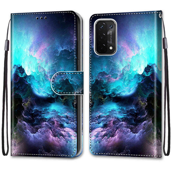 OPPO A54 5G / A74 5G / A93 5G / A93s 5G Coloured Drawing Cross Texture Horizontal Flip PU Leather Case with Holder & Card Slots & Wallet & Lanyard(Colorful Clouds)