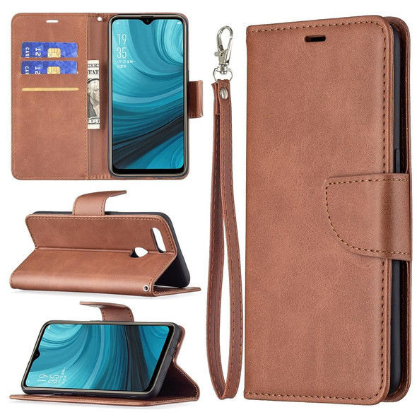OPPO A7 Retro Lambskin Texture Pure Color Horizontal Flip PU Leather Case with Holder & Card Slots & Wallet & Lanyard(Brown)