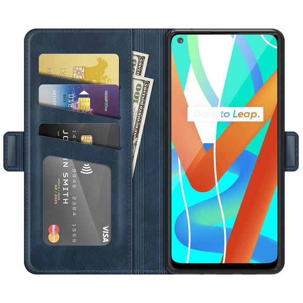 OPPO Realme V13 5G / Realme 8 5G / Q3i 5G / Q3 5G Dual-side Magnetic Buckle Horizontal Flip Leather Case with Holder & Card Slots & Wallet(Dark Blue)