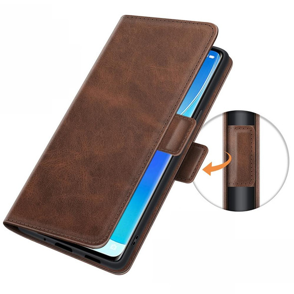 OPPO Reno6 Pro 5G Dual-side Magnetic Buckle Horizontal Flip Leather Case with Holder & Card Slots & Wallet(Brown)