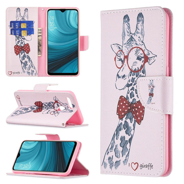 OPPO A7 Colored Drawing Pattern Horizontal Flip Leather Case with Holder & Card Slots & Wallet(Deer)