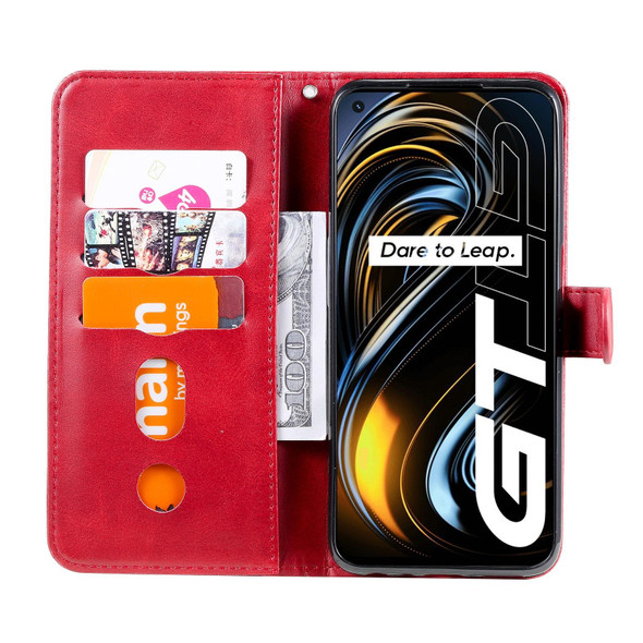 OPPO Realme GT 5G Fashion Calf Texture Zipper Horizontal Flip Leather Case with Stand & Card Slots & Wallet Function(Red)