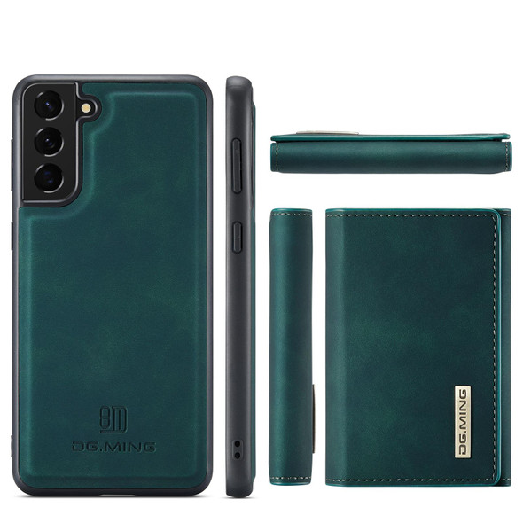 Samsung Galaxy S21 DG.MING M1 Series 3-Fold Multi Card Wallet + Magnetic Back Cover Shockproof Case with Holder Function(Green)