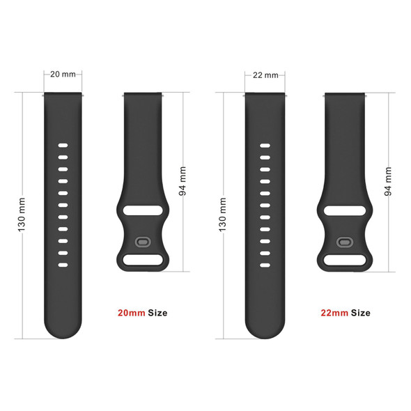 20mm - Garmin Venu / Samsung Galaxy Watch Active 2 Universal Inner Back Buckle Perforation Silicone Watch Band(Light Purple)