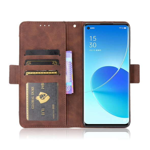 OPPO Reno6 Pro+ 5G Skin Feel Calf Pattern Horizontal Flip Leather Case with Holder & Card Slots & Photo Frame(Brown)