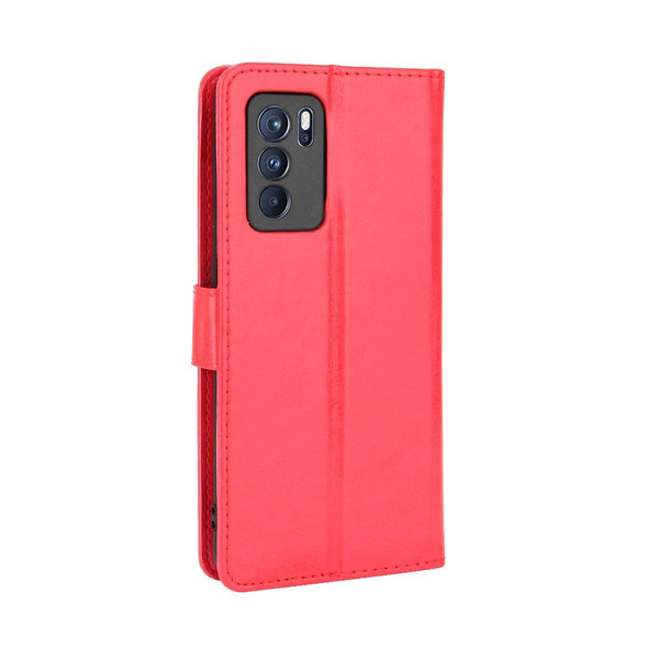 OPPO Reno6 Pro 5G Crazy Horse Texture Horizontal Flip Leather Case with Holder & Card Slots & Lanyard(Red)