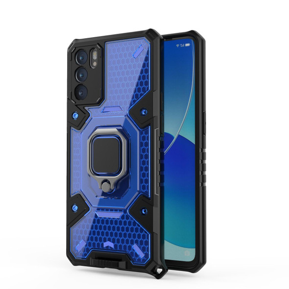 OPPO Reno6 Space PC + TPU Ring Holder Protective Case(Blue)