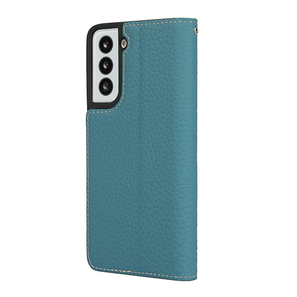 Samsung Galaxy S21 5G Litchi Genuine Leather Phone Case(Sky Blue)