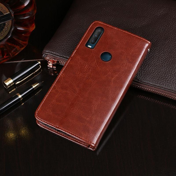 Alcatel 1S 2020 idewei Crazy Horse Texture Horizontal Flip Leatherette Case with Holder & Card Slots & Wallet(Brown)