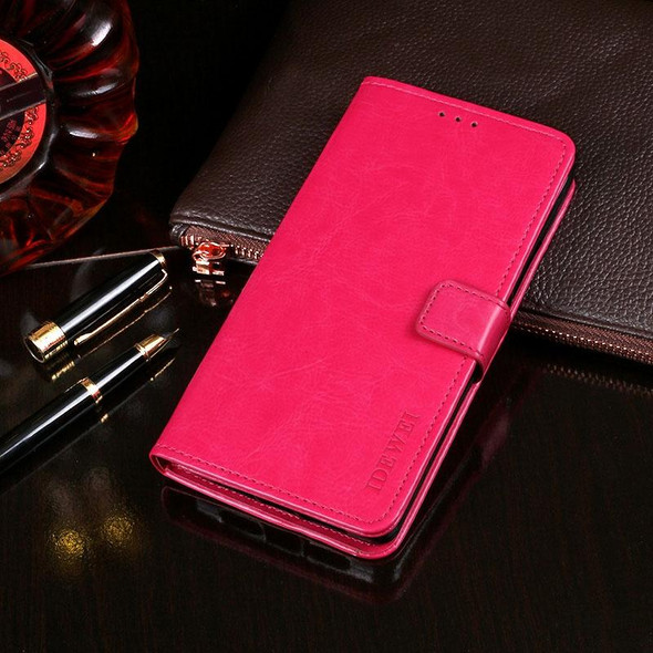OPPO Realme 6 Pro idewei Crazy Horse Texture Horizontal Flip Leather Case with Holder & Card Slots & Wallet(Rose Red)