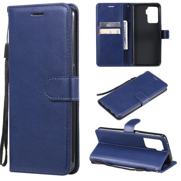 OPPO Reno5 F Solid Color Horizontal Flip Protective Leather Case with Holder & Card Slots & Wallet & Photo Frame & Lanyard(Blue)