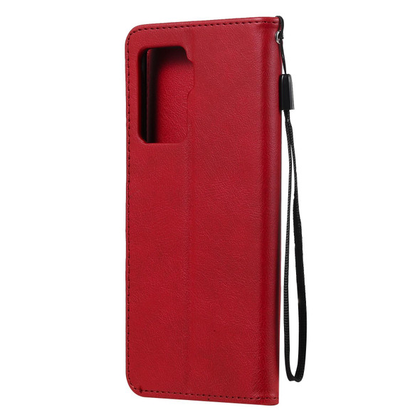 OPPO A94 4G Solid Color Horizontal Flip Protective Leather Case with Holder & Card Slots & Wallet & Photo Frame & Lanyard(Red)