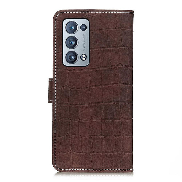 OPPO Reno6 Pro+ 5G Crocodile Texture Horizontal Flip Leather Case with Holder & Card Slots & Wallet(Brown)