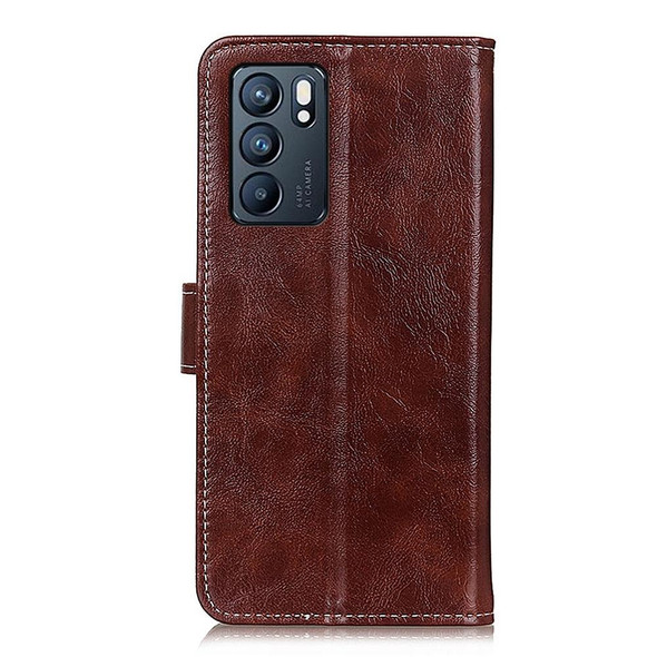 OPPO Reno6 5G Retro Crazy Horse Texture Horizontal Flip Leather Case with Holder & Card Slots & Photo Frame & Wallet(Brown)