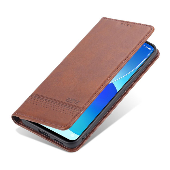 OPPO Reno6 / Reno6 Pro AZNS Magnetic Calf Texture Horizontal Flip Leather Case with Card Slots & Holder & Wallet(Dark Brown)