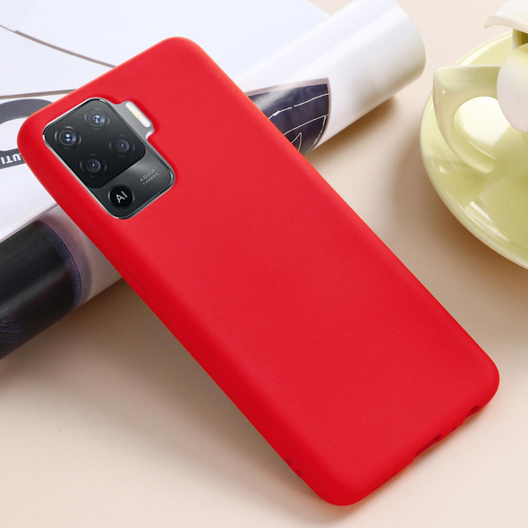 OPPO A94 / Reno5 F / F19 Pro Pure Color Liquid Silicone Shockproof Full Coverage Case(Red)