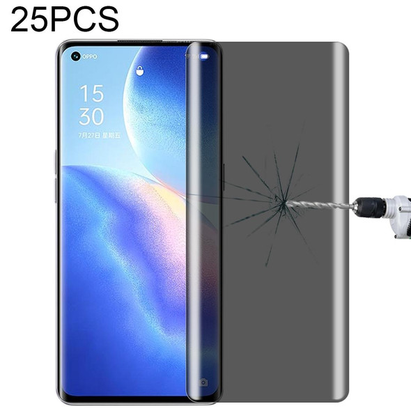 OPPO Reno5 Pro 5G 25 PCS 0.3mm 9H Surface Hardness 3D Curved Surface Privacy Glass Film