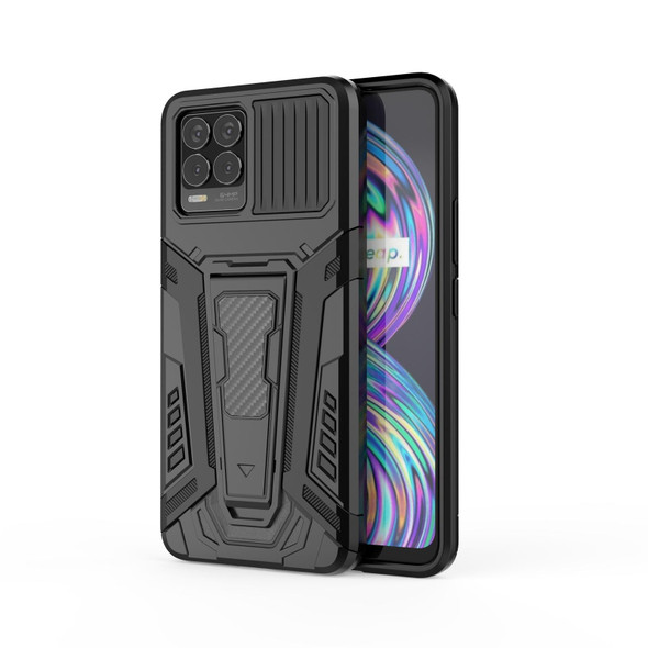 OPPO Realme 8 War Chariot Series Armor All-inclusive Shockproof PC + TPU Protective Case with Invisible Holder(Black)