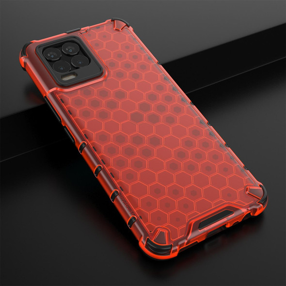 OPPO Realme 8 Shockproof Honeycomb PC + TPU Case(Red)
