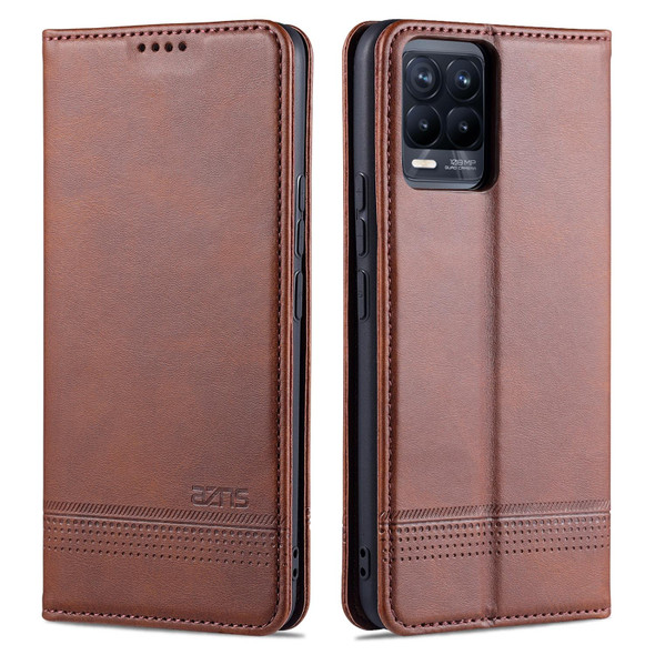 OPPO Realme 8 / 8 Pro AZNS Magnetic Calf Texture Horizontal Flip Leather Case with Card Slots & Holder & Wallet(Brown)